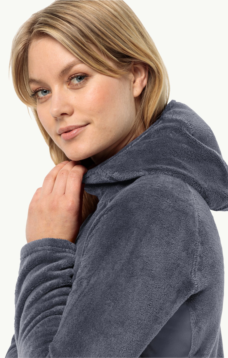 Jack Wolfskin Rotwand Hooded Full Zip Jacket Womens in Dolphin-2